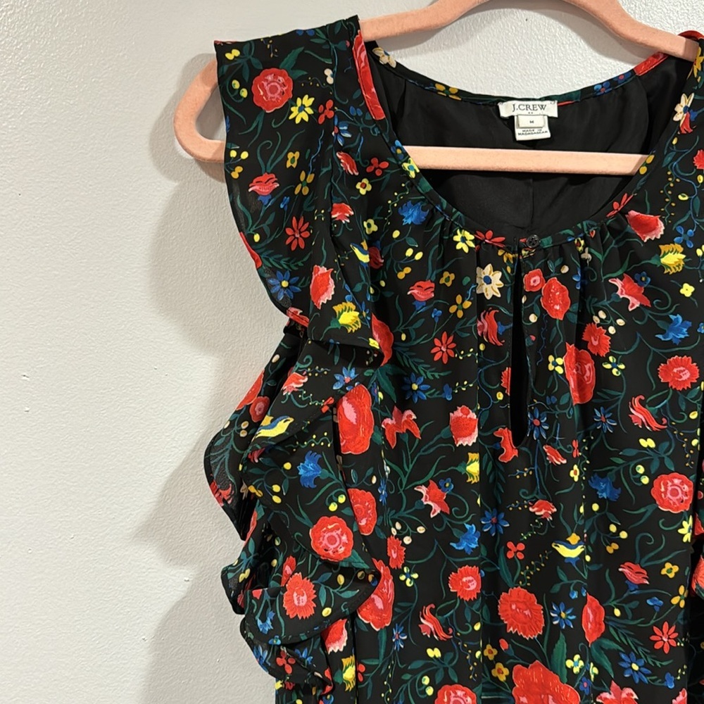 J. Crew Black and Red Floral Mini Dress - Picture 3 of 9